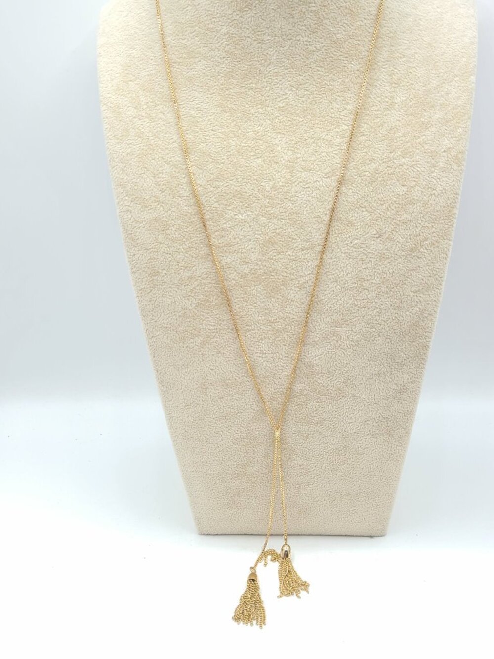 J Crew Delicate Gold Tone Double Tassel Necklace NWOT